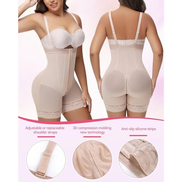 Women's Body Shaper Postpartum Butt Lifting Tummy Control Compression Beige 3XL - Picture 4 of 5
